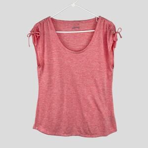 Columbia Space Dye Short Sleeve Tee Womens Size S Salmon Ruched Tie Sleeves
